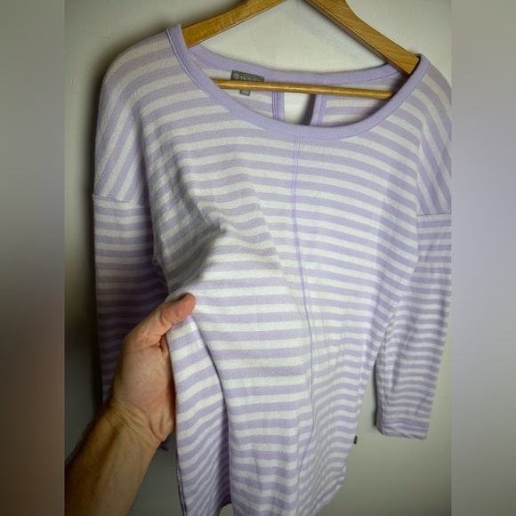 T By Talbots Striped lila Purple Long Sleeve top Sz MP Comfortable soft timeless - Picture 6 of 14